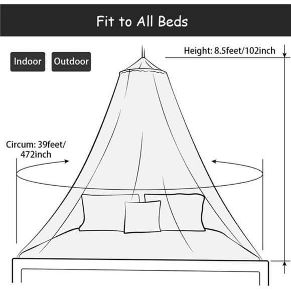 Bed Canopy with Lights, Mosquito Net for Bed, Mosquito Netting for Twin Full - Picture 6 of 8
